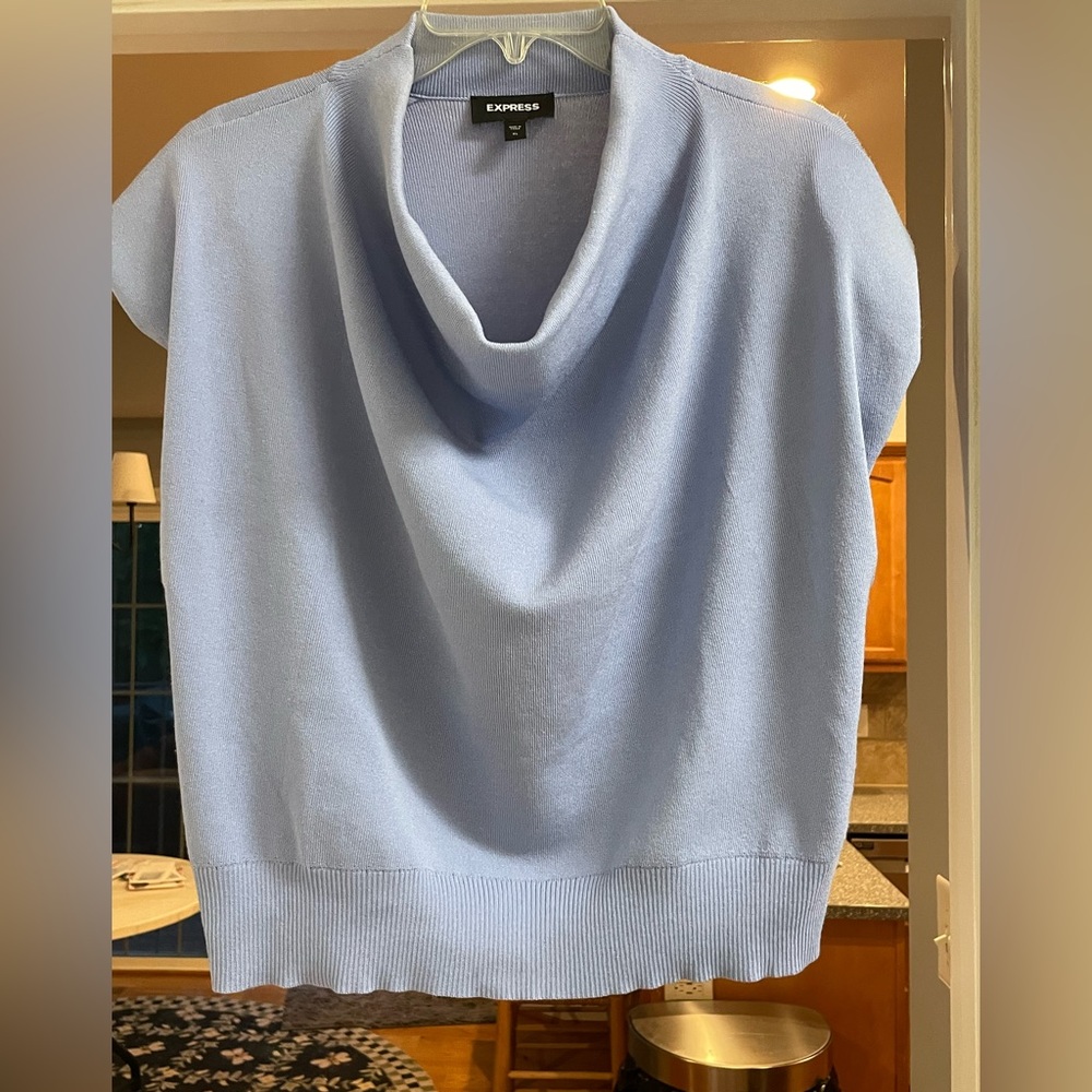 Express Periwinkle sleeveless cowl neck sweater